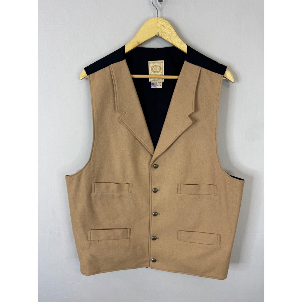 Wah Maker Frontier Clothing Mens Tan Wool Blend Western Vest XLT Made in USA